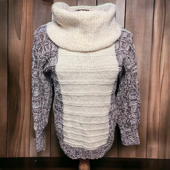 VINTAGE Cyril Cullen Irish Wool Knit Sweater Oversized Collar Turtleneck Size S - Picture 1 of 6